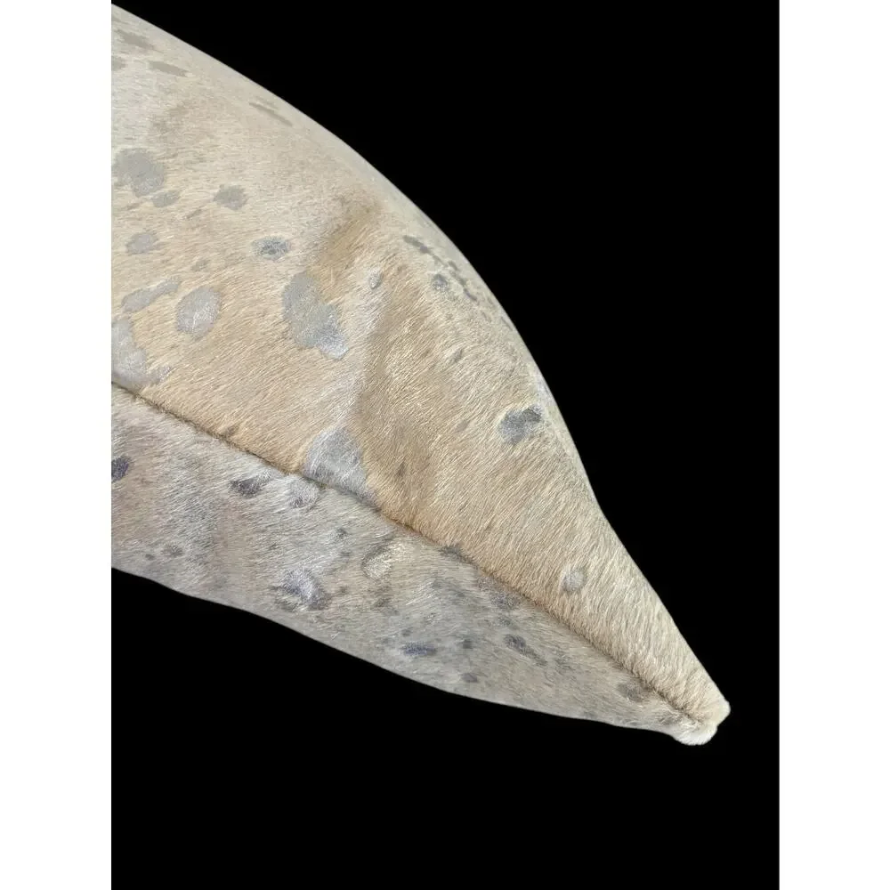 Silver Metallic Cowhide Leather Throw Pillow Decorative Western 19
